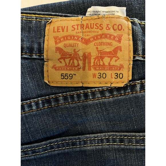 Levi Strauss 559 Jeans Relax Fit Straight Leg Tag Size 30x30 Blue - Picture 4 of 8
